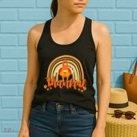 Thankful Turkey Fall Rainbow Thanksgiving Women's Tank Top thumb 2