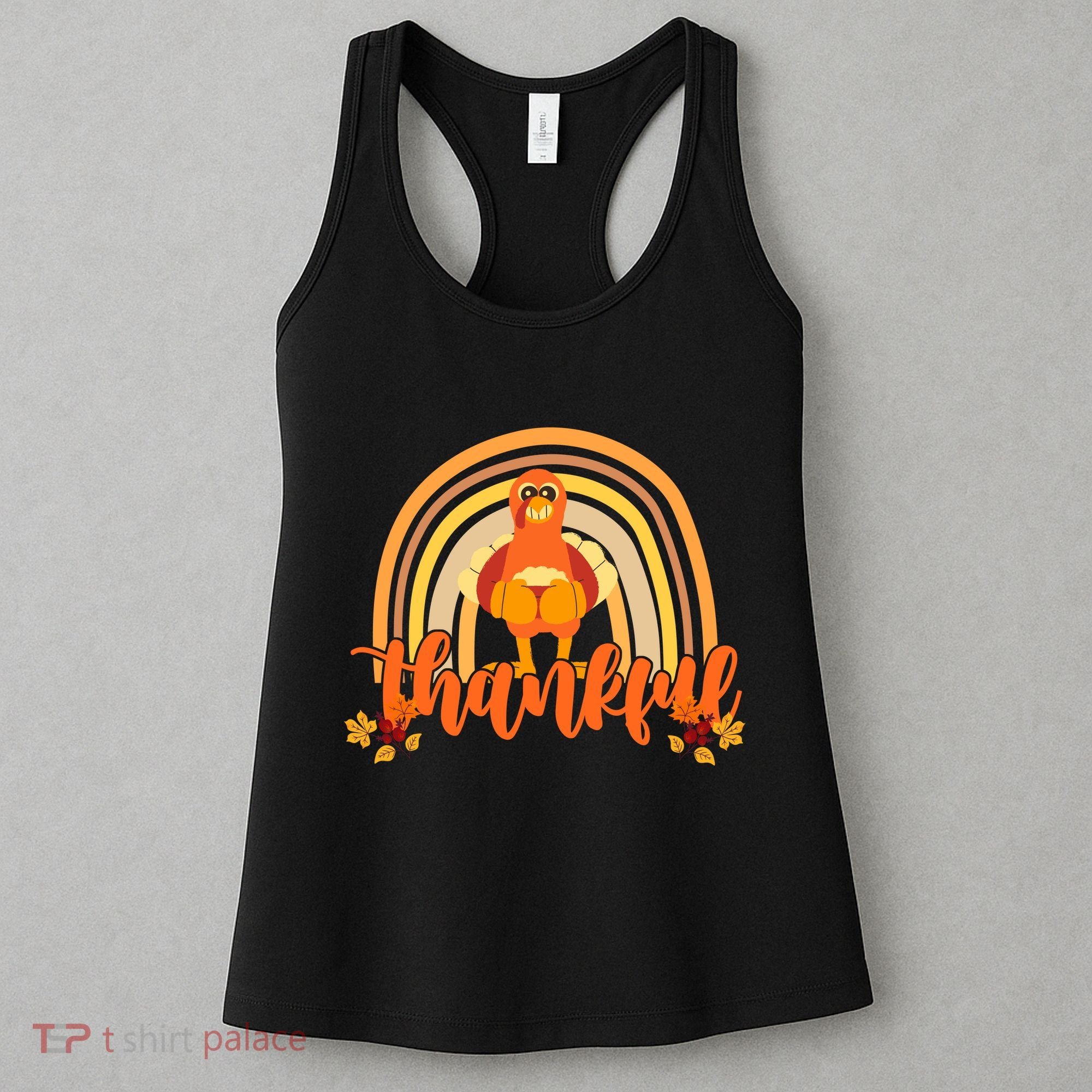 Thankful Turkey Fall Rainbow Thanksgiving Women's Tank Top