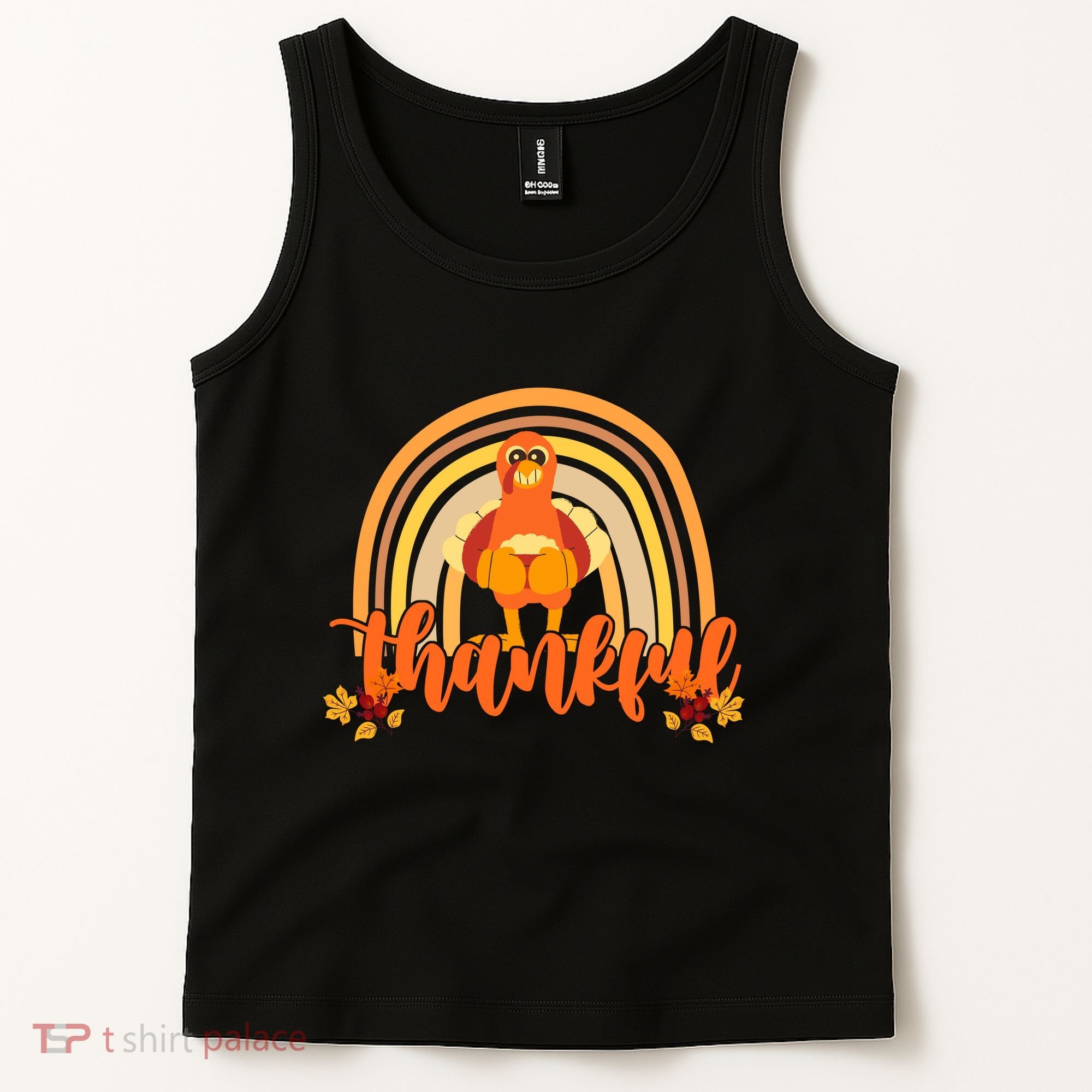 Thankful Turkey Fall Rainbow Thanksgiving Tank Top