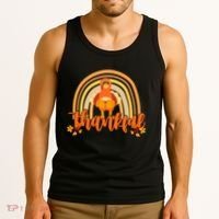 Thankful Turkey Fall Rainbow Thanksgiving Tank Top thumb 3