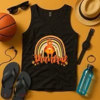 Thankful Turkey Fall Rainbow Thanksgiving Tank Top thumb 4