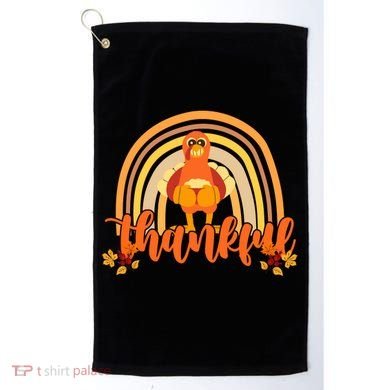 Thankful Turkey Fall Rainbow Thanksgiving Golf Towel