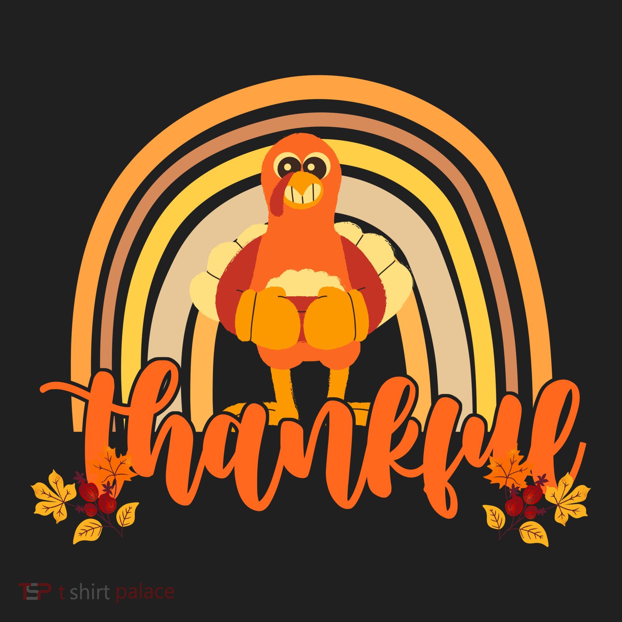 Thankful Turkey Fall Rainbow Thanksgiving Golf Towel