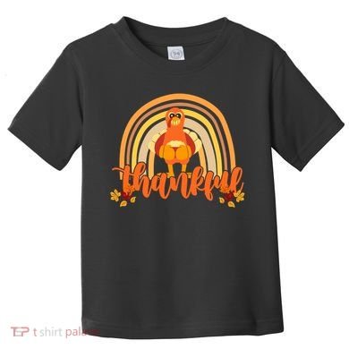Thankful Turkey Fall Rainbow Thanksgiving Toddler T-Shirt