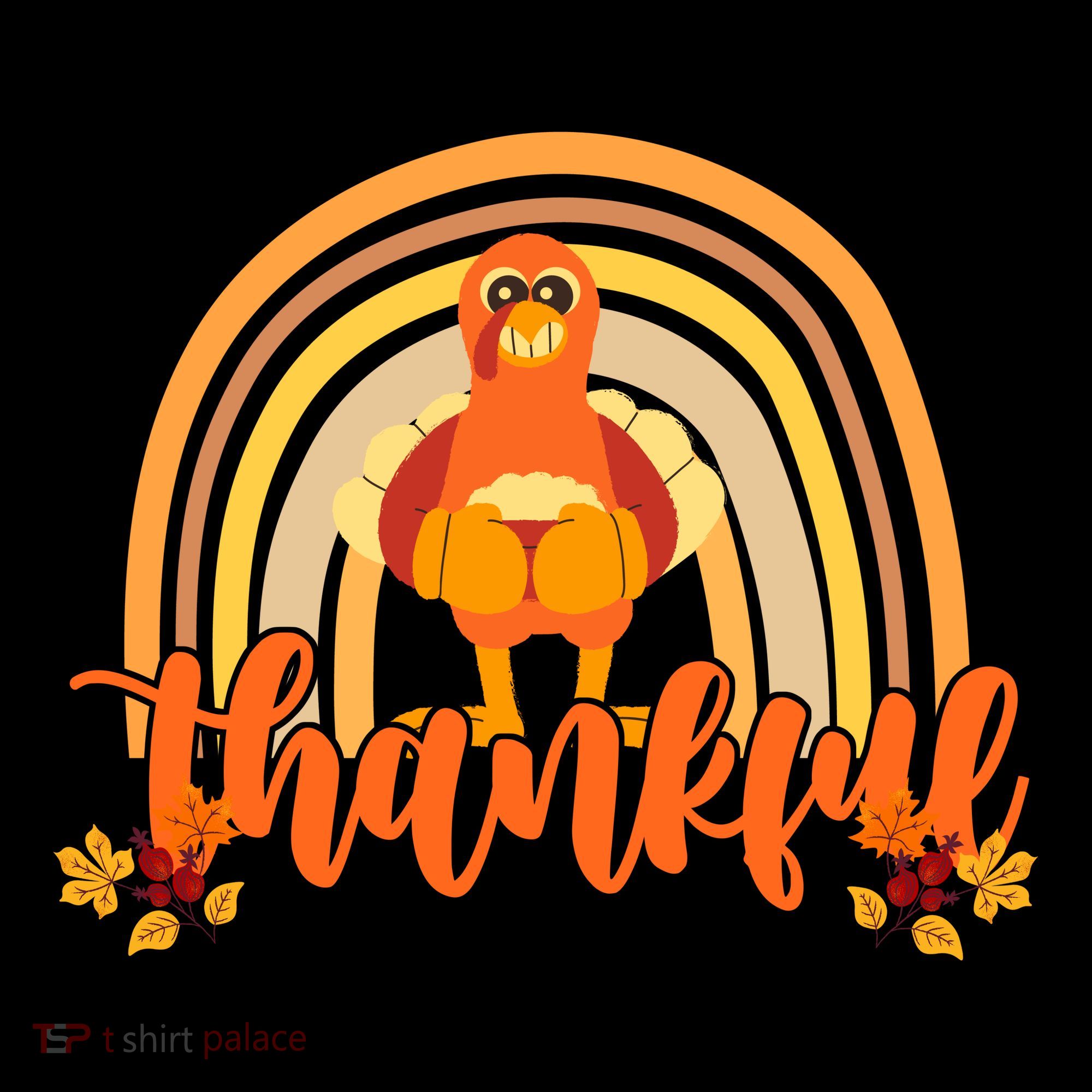 Thankful Turkey Fall Rainbow Thanksgiving Toddler T-Shirt