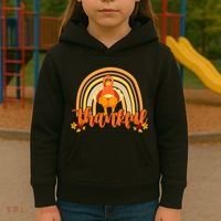 Thankful Turkey Fall Rainbow Thanksgiving Kids Hoodie thumb 3