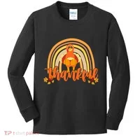 Thankful Turkey Fall Rainbow Thanksgiving Kids Long Sleeve Shirt thumb 0