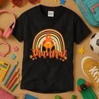 Thankful Turkey Fall Rainbow Thanksgiving Kids T-Shirt thumb 3