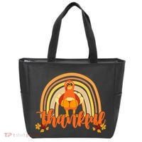Thankful Turkey Fall Rainbow Thanksgiving Tote Bag thumb 0