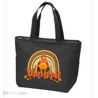Thankful Turkey Fall Rainbow Thanksgiving Tote Bag thumb 3