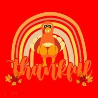Thankful Turkey Fall Rainbow Thanksgiving Santa Hat thumb 1