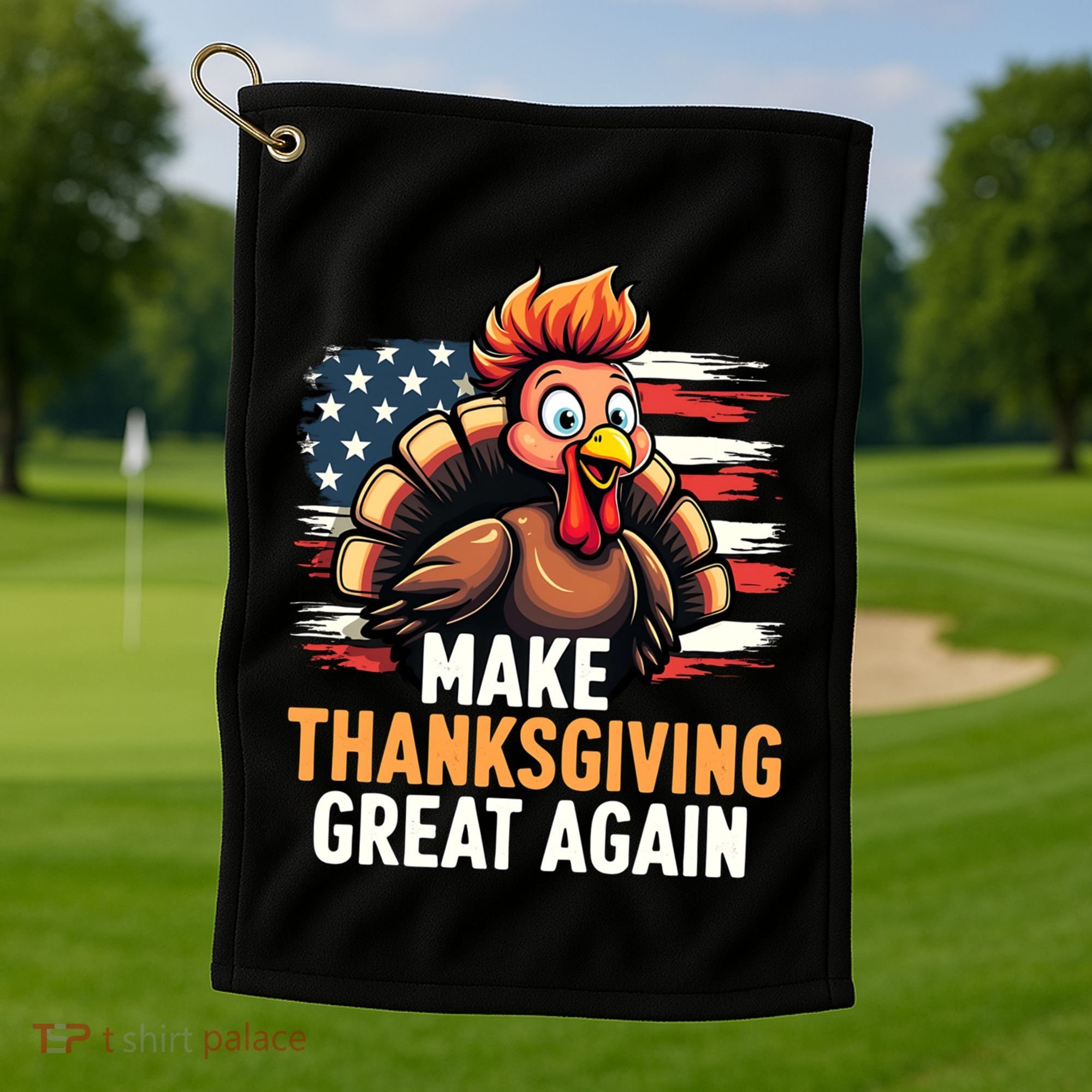 Turkey Trump Funny Make Thanksgiving Great Meaningful Gift Golf Towel