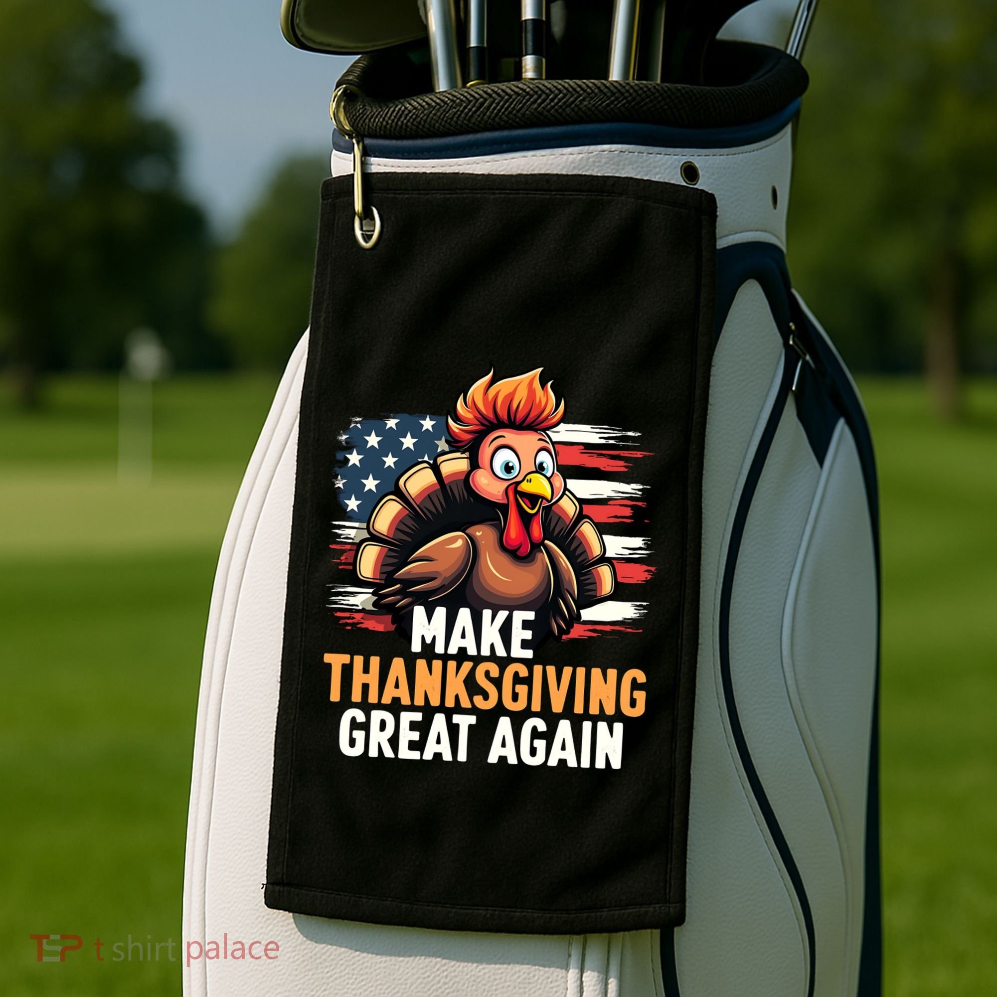 Turkey Trump Funny Make Thanksgiving Great Meaningful Gift Golf Towel