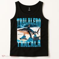Tralalero Tralala Funny Italian Brainrot Shark Meme Bootleg Tank Top thumb 2