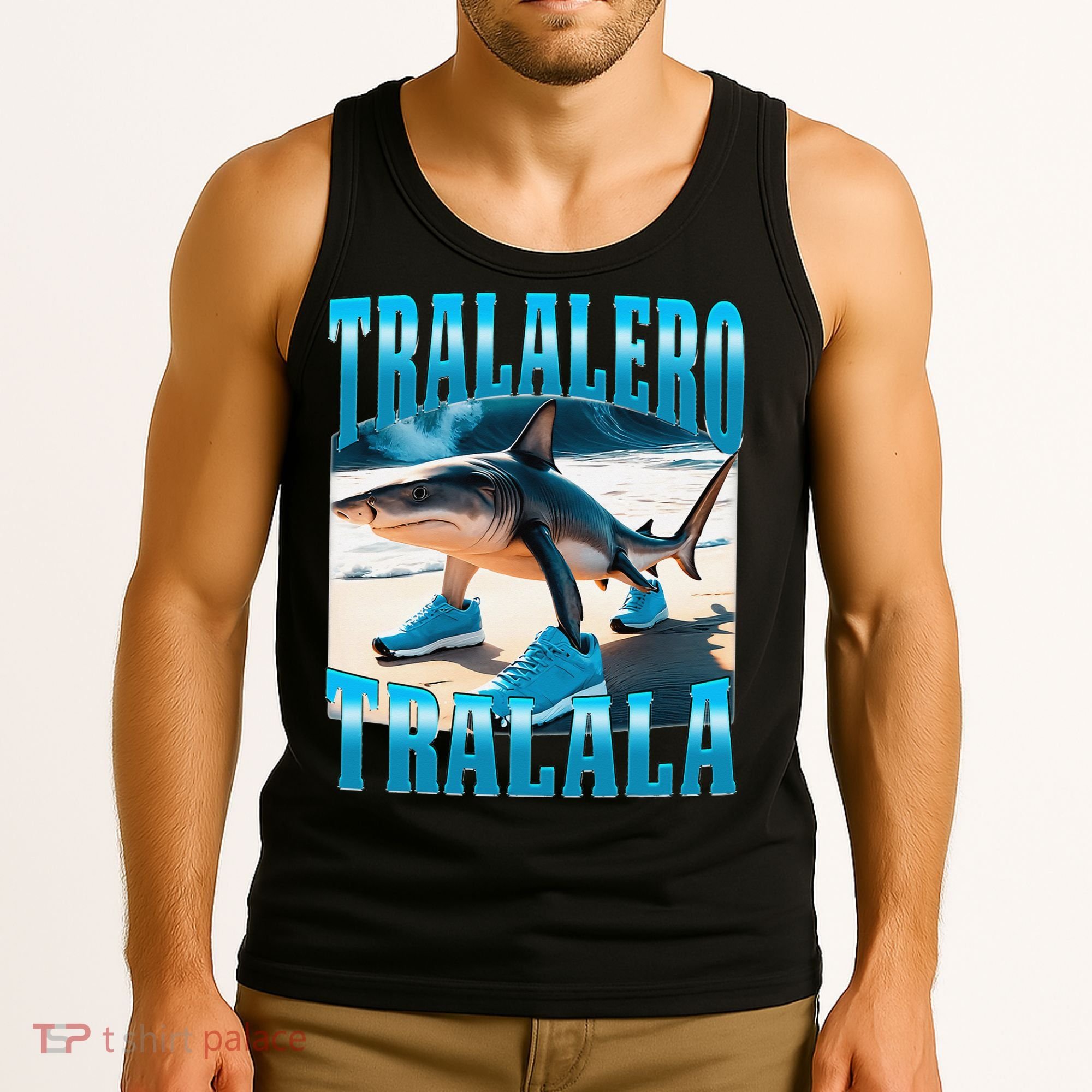 Tralalero Tralala Funny Italian Brainrot Shark Meme Bootleg Tank Top