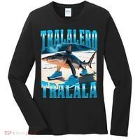 Tralalero Tralala Funny Italian Brainrot Shark Meme Bootleg Women's Long Sleeve Shirt thumb 0