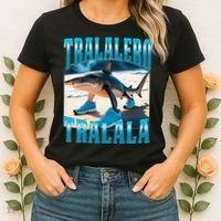 Tralalero Tralala Funny Italian Brainrot Shark Meme Bootleg Women's T-Shirt thumb 2