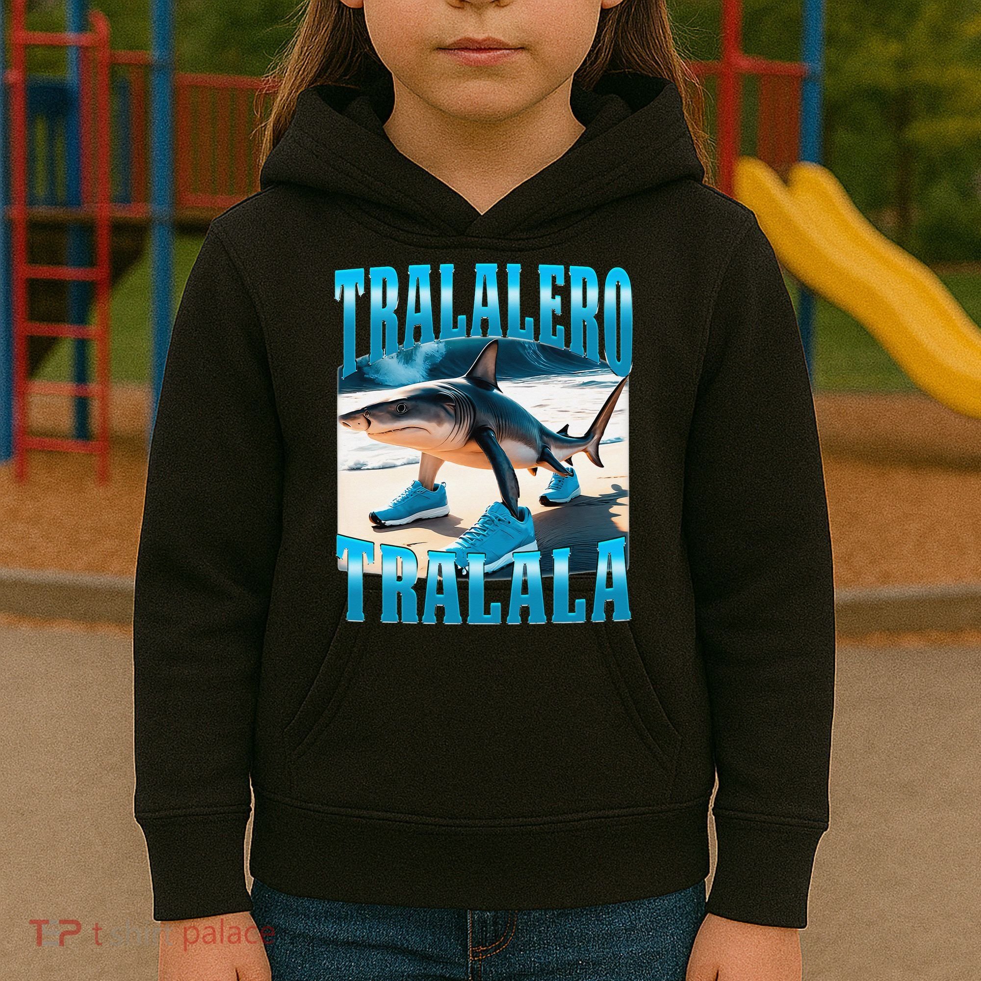 Tralalero Tralala Funny Italian Brainrot Shark Meme Bootleg Kids Hoodie