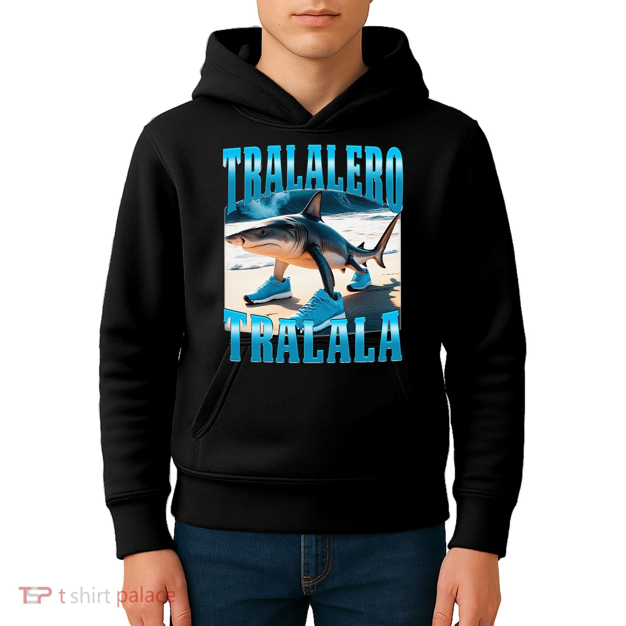 Tralalero Tralala Funny Italian Brainrot Shark Meme Bootleg Kids Hoodie