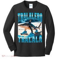 Tralalero Tralala Funny Italian Brainrot Shark Meme Bootleg Kids Long Sleeve Shirt thumb 0
