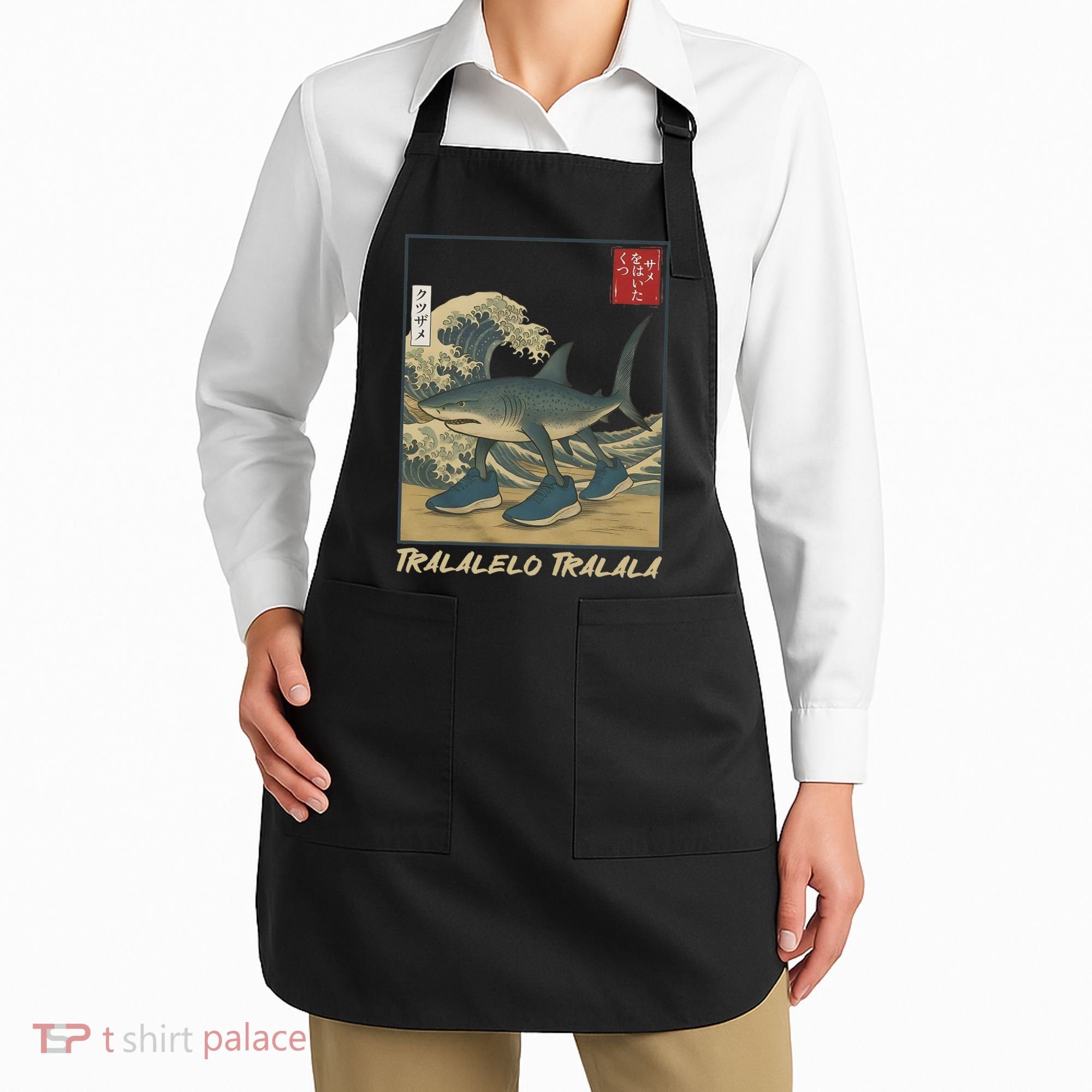 Tralalero Tralala Funny Shark Meme Italian Brainrot Japanese Apron