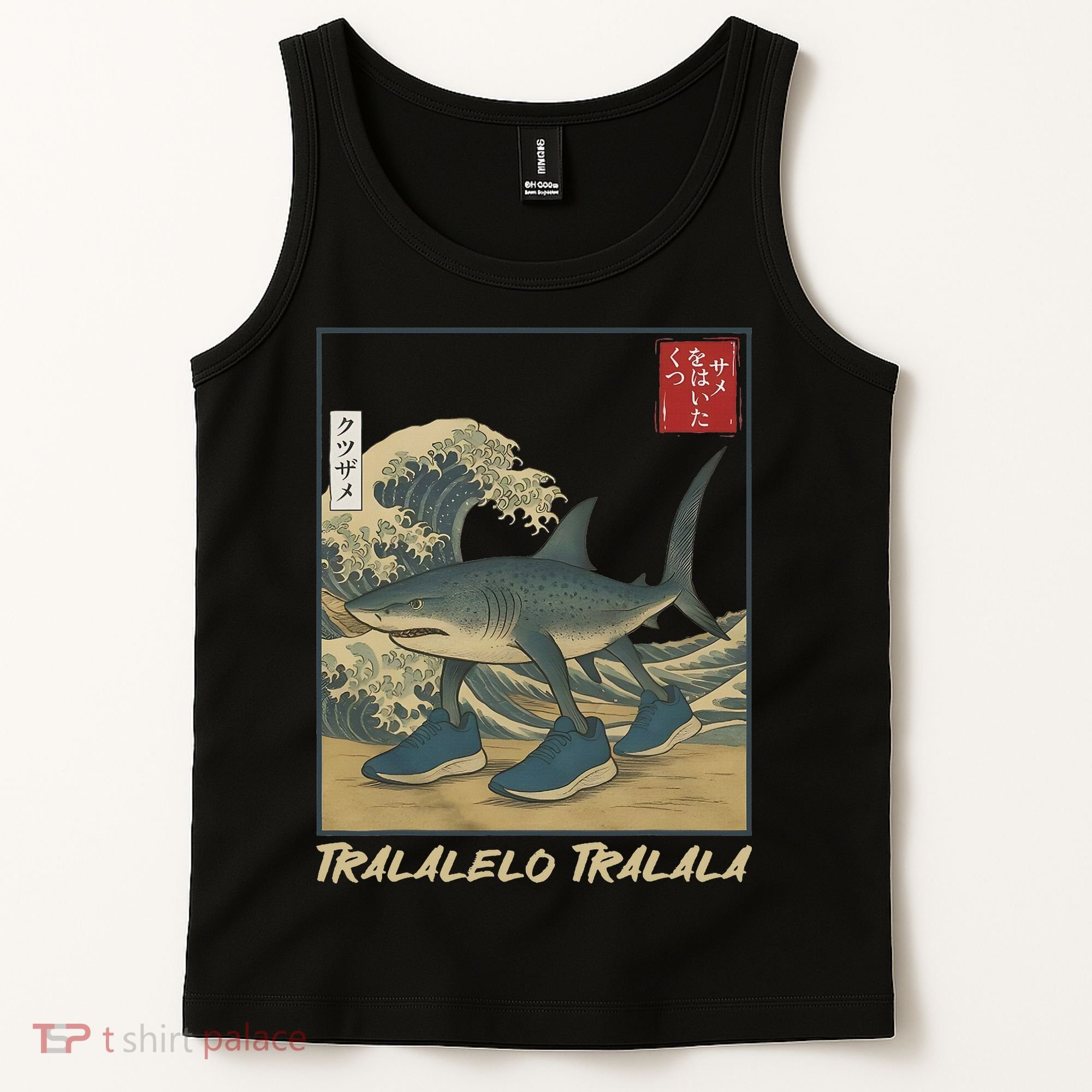 Tralalero Tralala Funny Shark Meme Italian Brainrot Japanese Tank Top