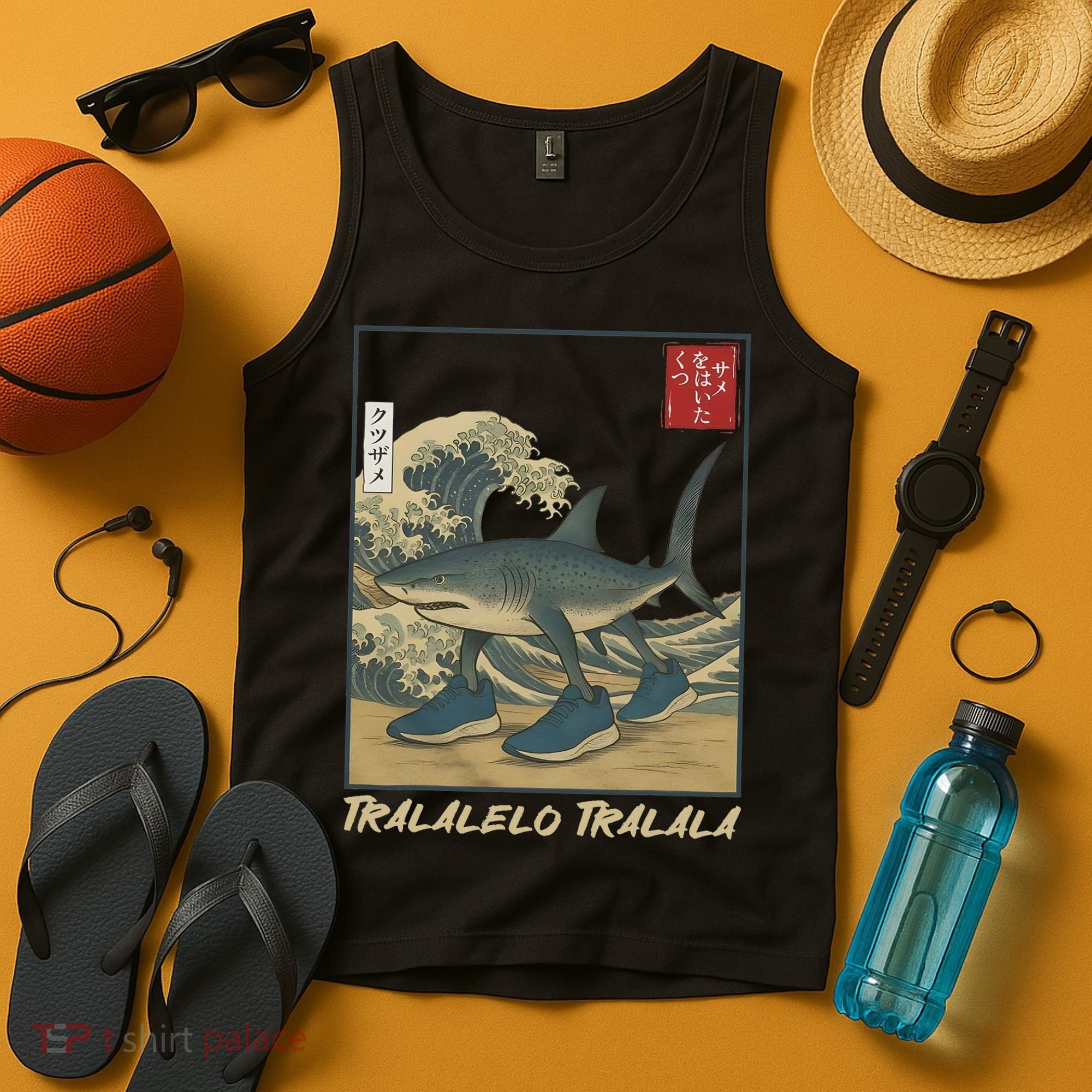 Tralalero Tralala Funny Shark Meme Italian Brainrot Japanese Tank Top