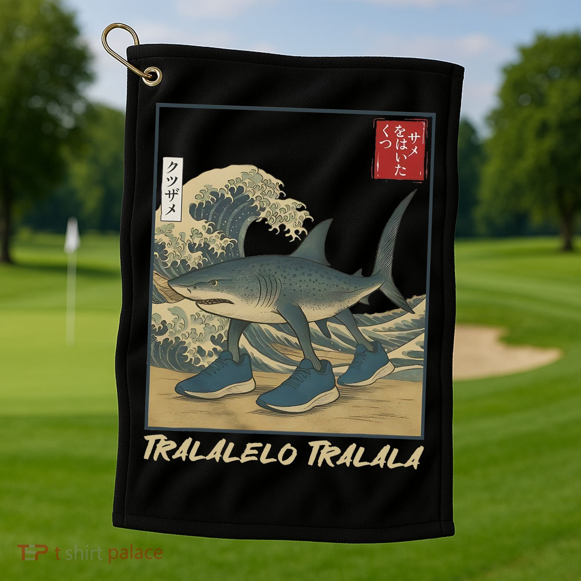 Tralalero Tralala Funny Shark Meme Italian Brainrot Japanese Golf Towel
