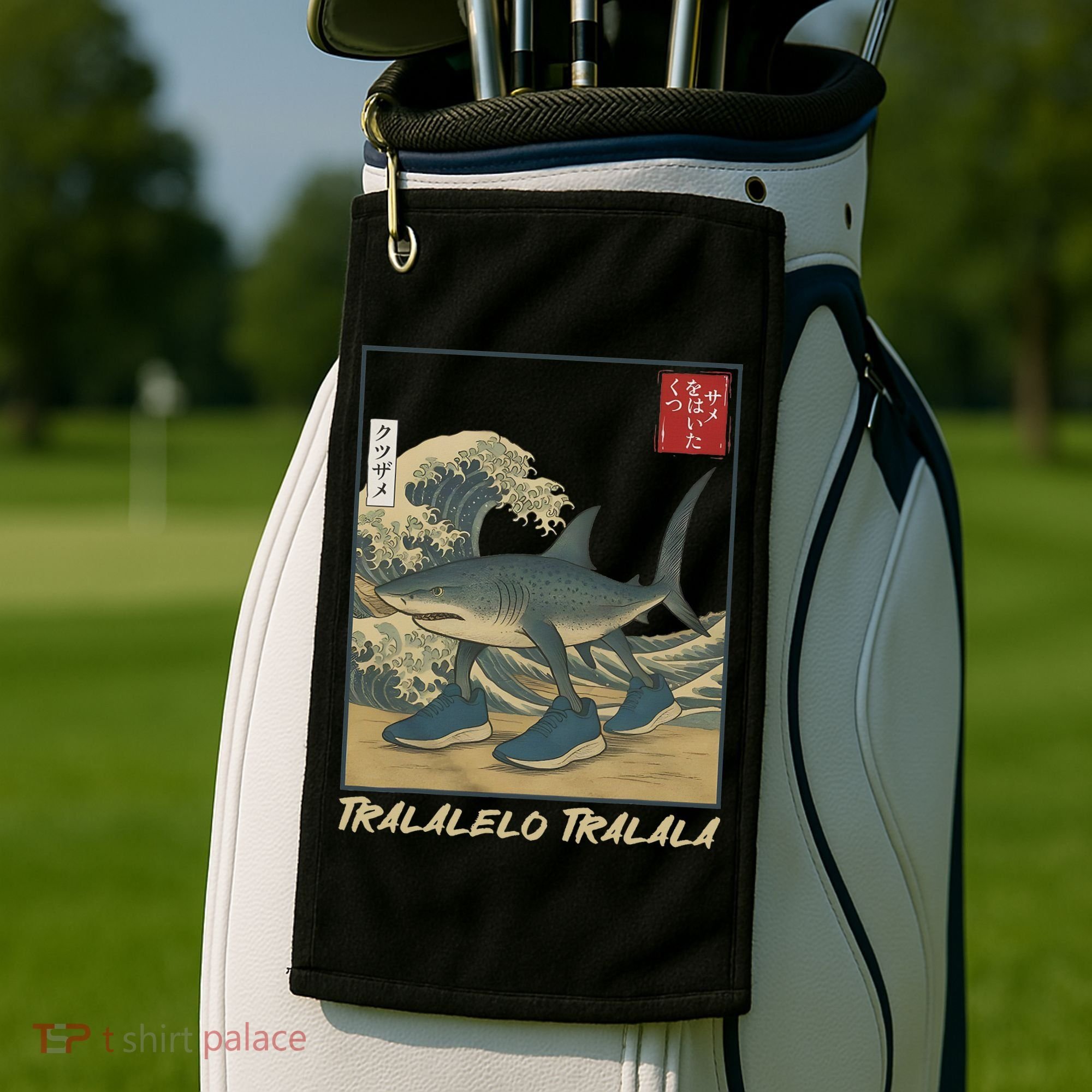 Tralalero Tralala Funny Shark Meme Italian Brainrot Japanese Golf Towel