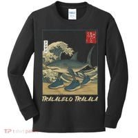 Tralalero Tralala Funny Shark Meme Italian Brainrot Japanese Kids Long Sleeve Shirt thumb 0