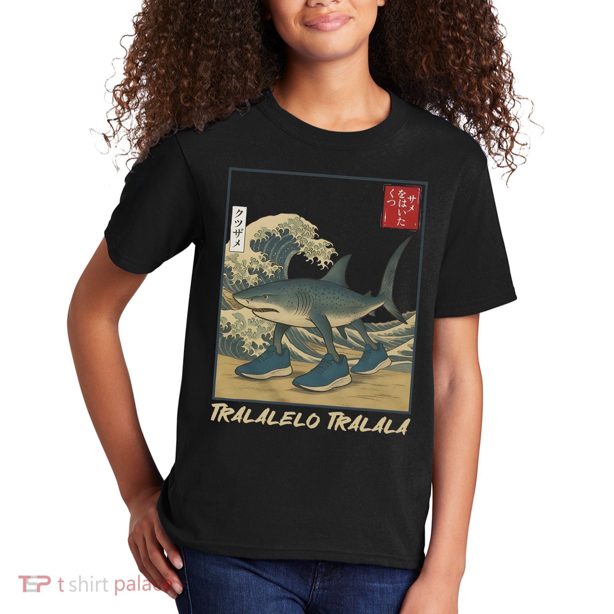 Tralalero Tralala Funny Shark Meme Italian Brainrot Japanese Kids T-Shirt