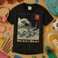 Tralalero Tralala Funny Shark Meme Italian Brainrot Japanese Kids T-Shirt thumb 3