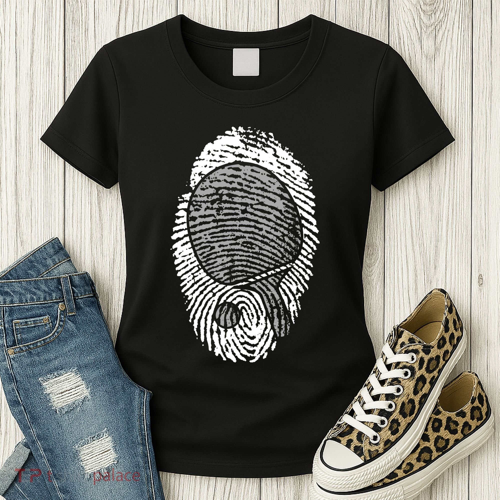 Table Tennis Fingerprint Ping Pong Table Tennis Player Women's T-Shirt