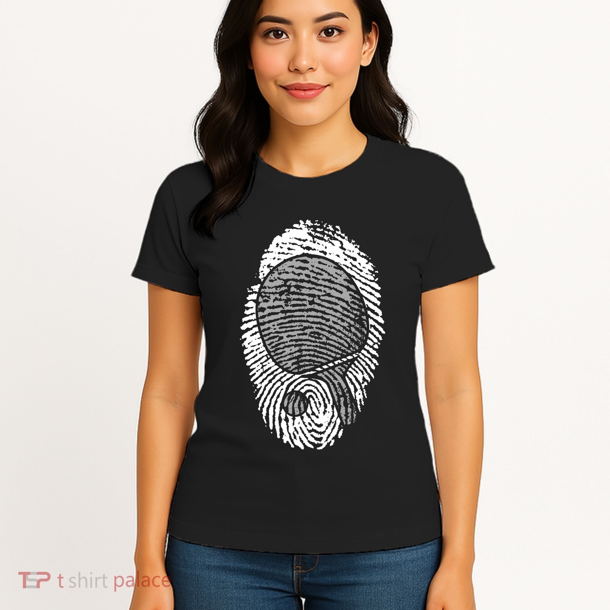 Table Tennis Fingerprint Ping Pong Table Tennis Player Women's T-Shirt