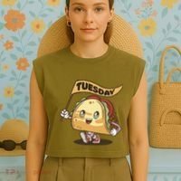 Taco Tuesday Festive Garment-Dyed Women's Muscle Tee thumb 4