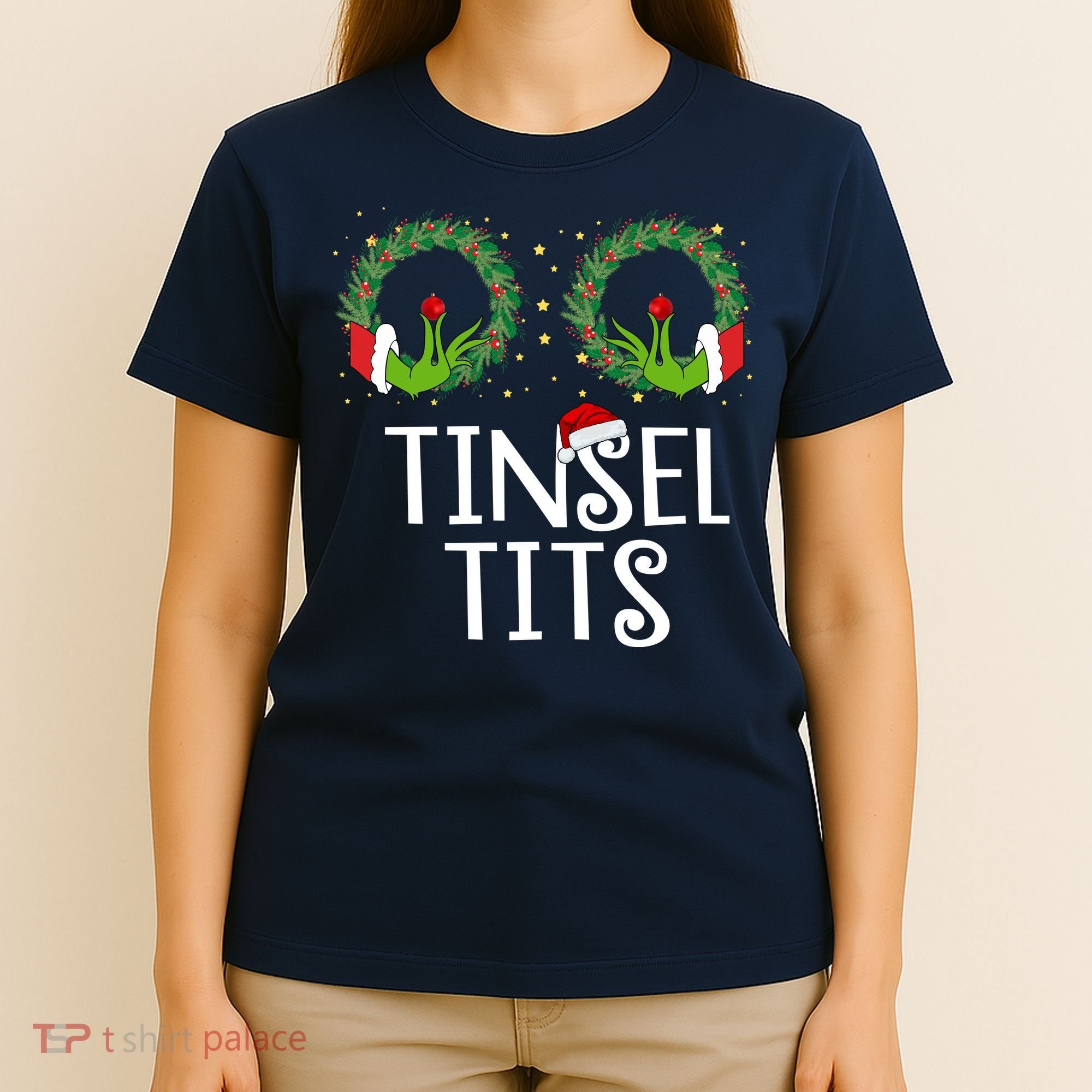 Tinsel Tits Funny Christmas T-Shirt