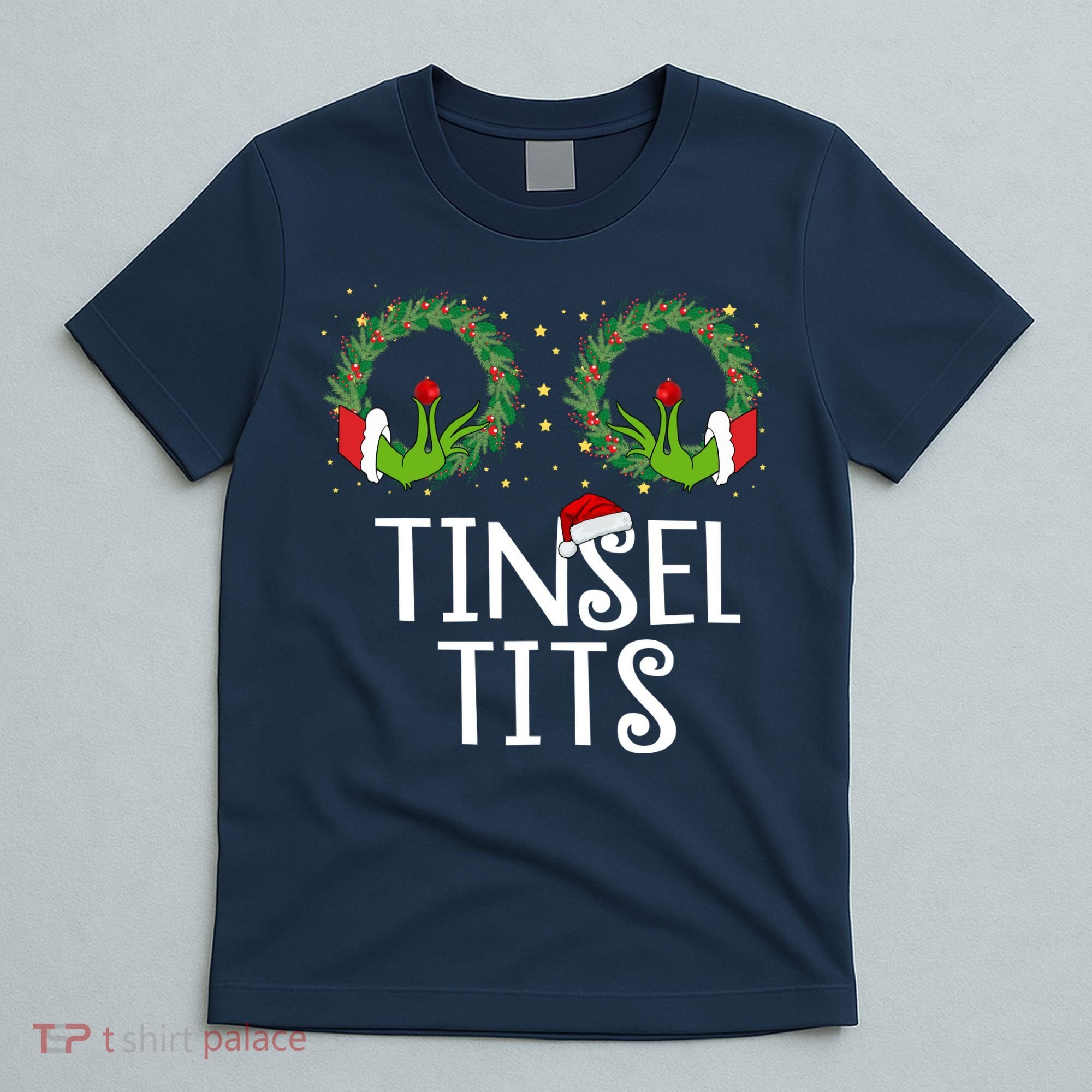 Tinsel Tits Funny Christmas T-Shirt