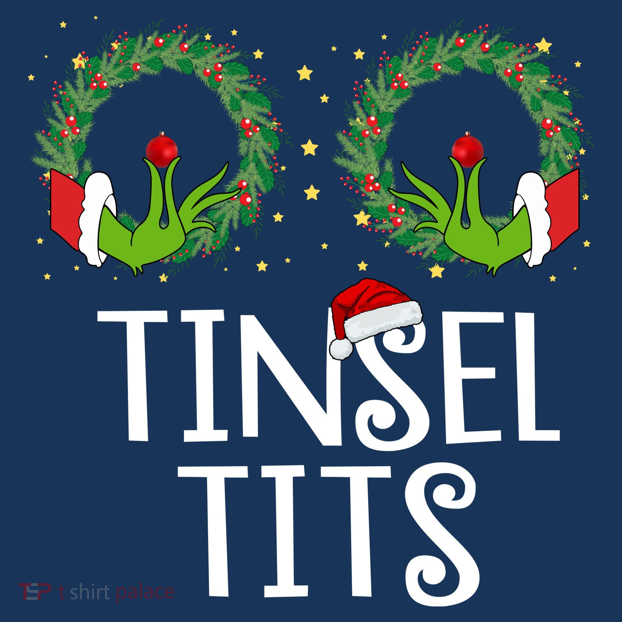 Tinsel Tits Funny Christmas T-Shirt