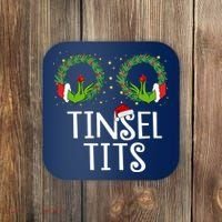 Tinsel Tits Funny Christmas Coaster thumb 0