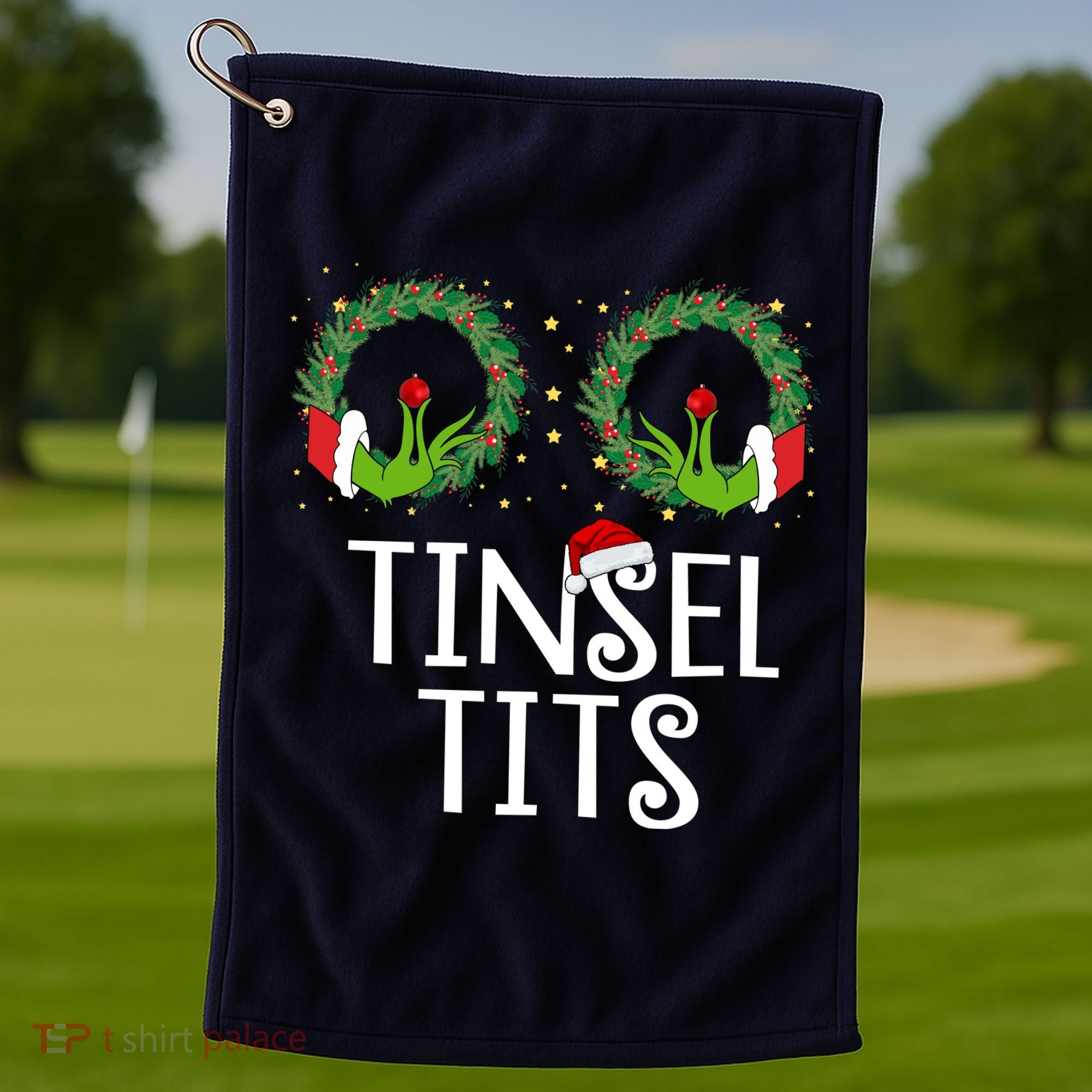 Tinsel Tits Funny Christmas Golf Towel
