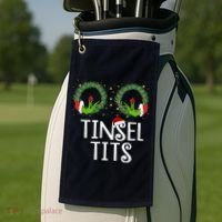 Tinsel Tits Funny Christmas Golf Towel thumb 2