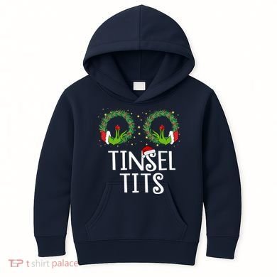 Tinsel Tits Funny Christmas Kids Hoodie