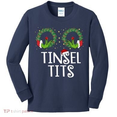 Tinsel Tits Funny Christmas Kids Long Sleeve Shirt
