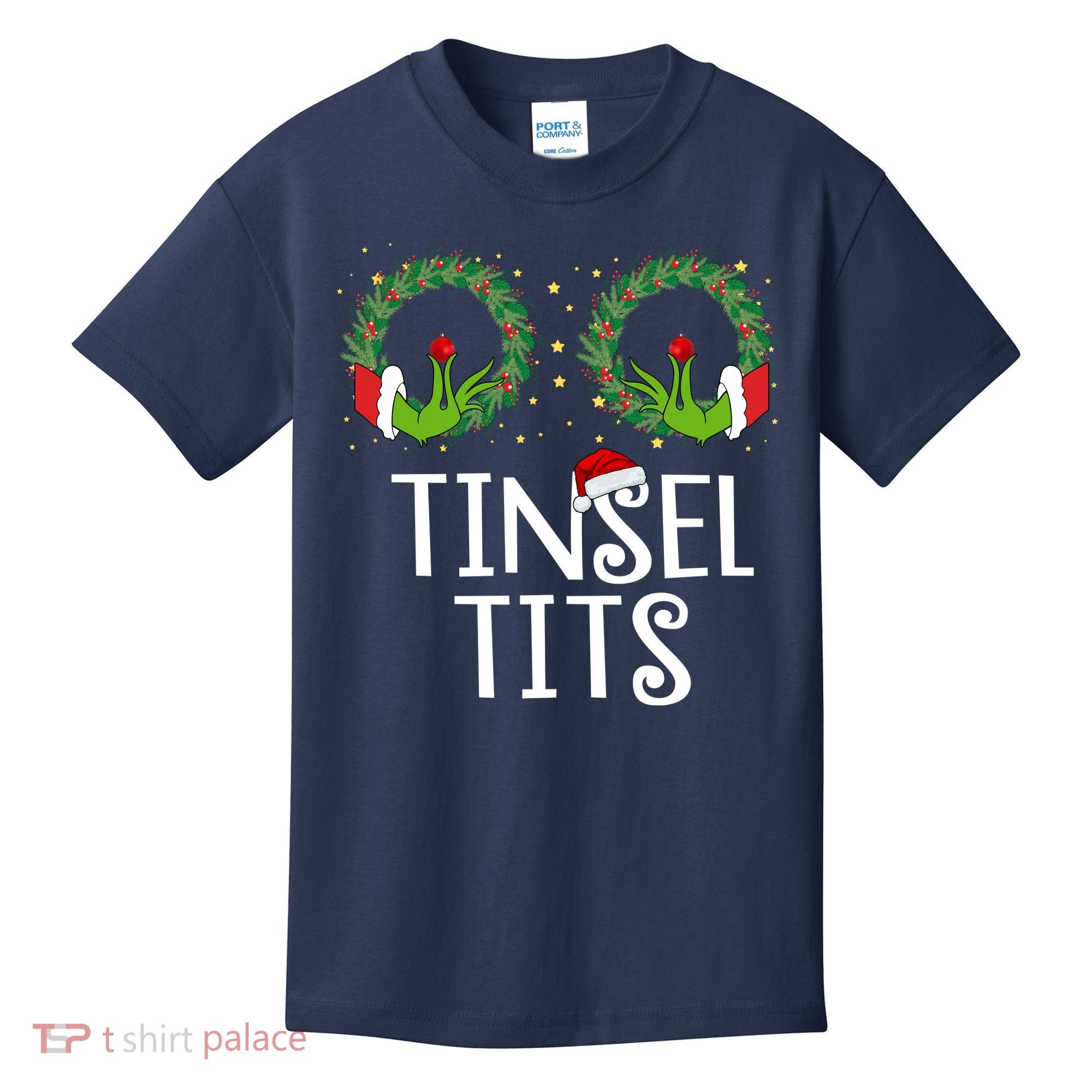 Tinsel Tits Funny Christmas Kids T-Shirt