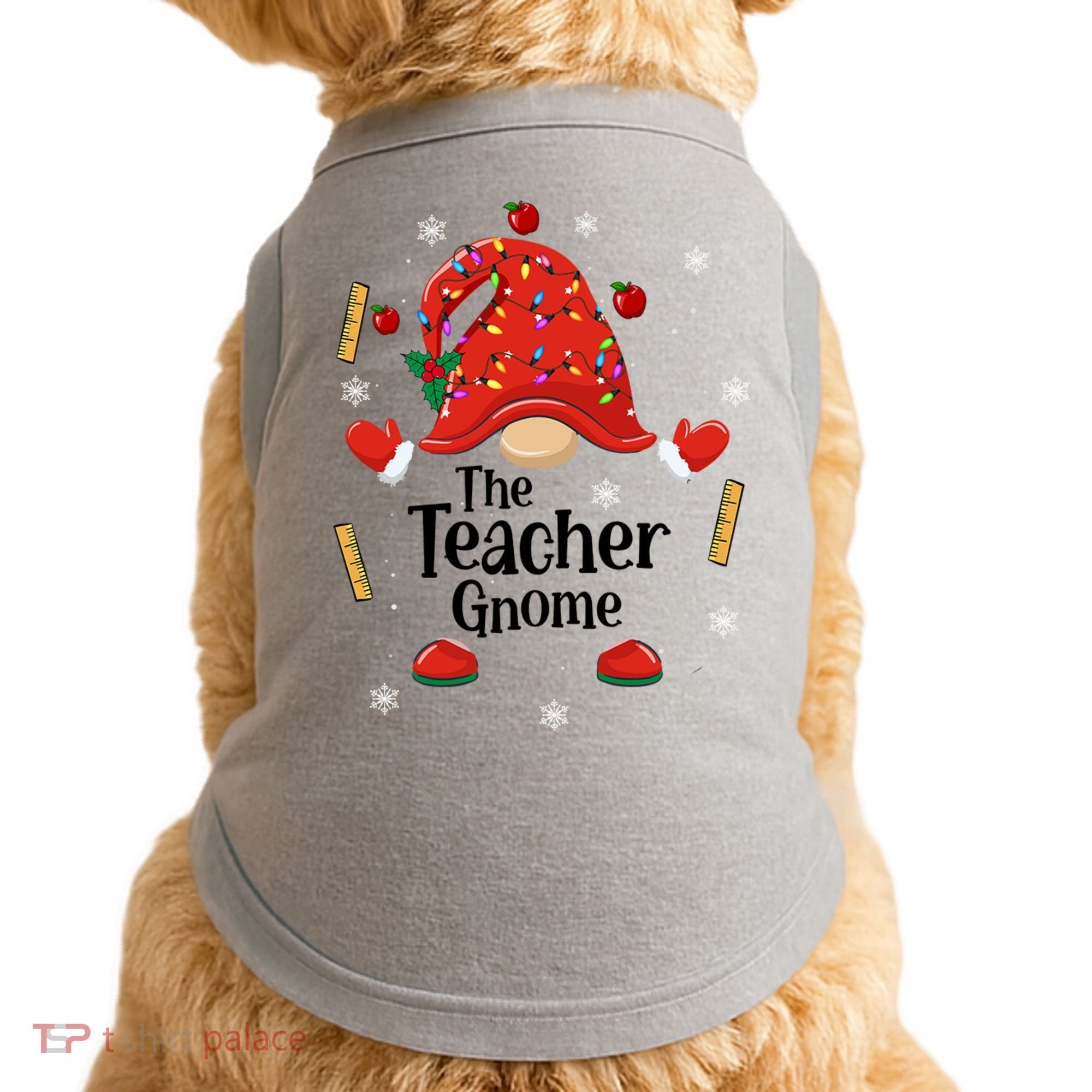 The Teacher Gnome Holiday Festive Doggie Tank