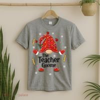The Teacher Gnome Holiday Festive T-Shirt thumb 2