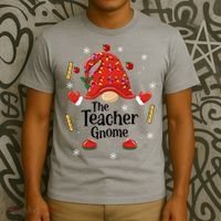 The Teacher Gnome Holiday Festive T-Shirt thumb 3