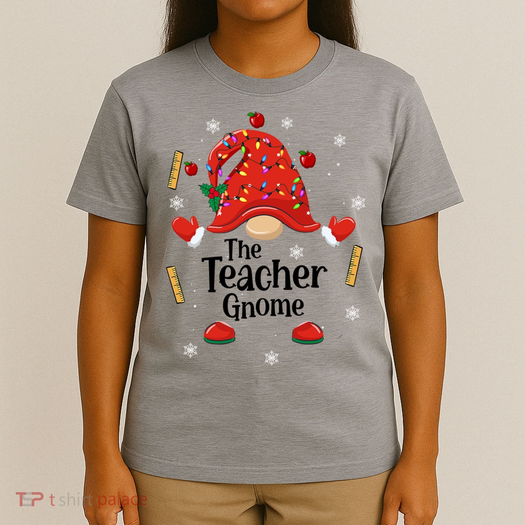 The Teacher Gnome Holiday Festive T-Shirt