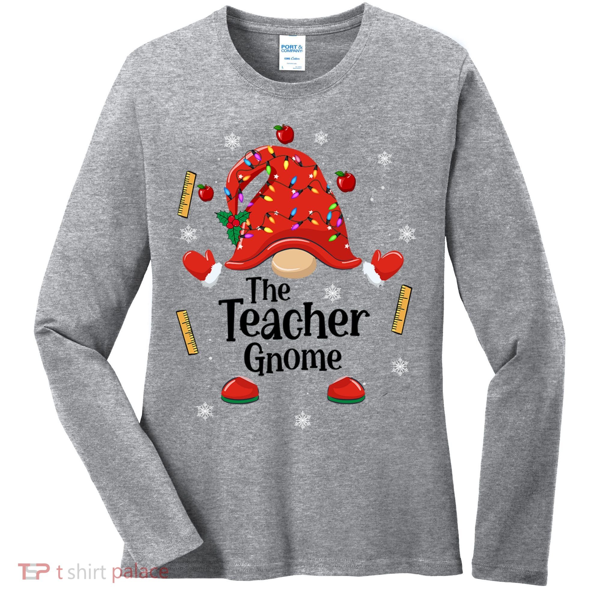 The Teacher Gnome Holiday Festive Women's Long Sleeve Shirt
