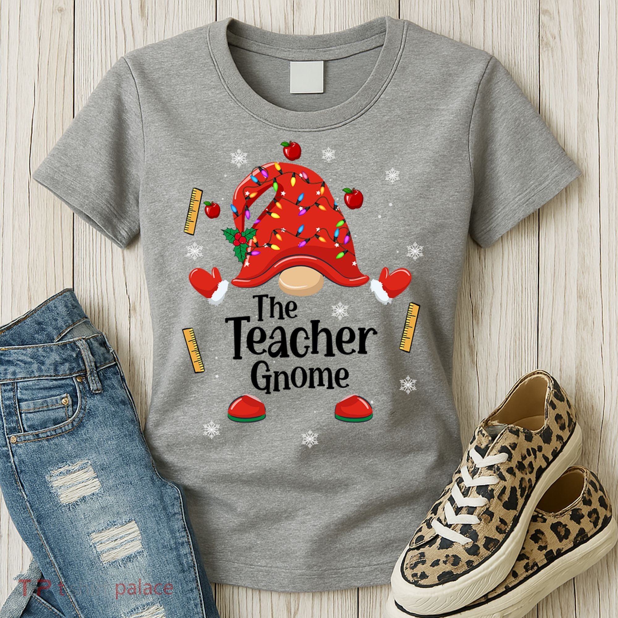 The Teacher Gnome Holiday Festive Women's T-Shirt